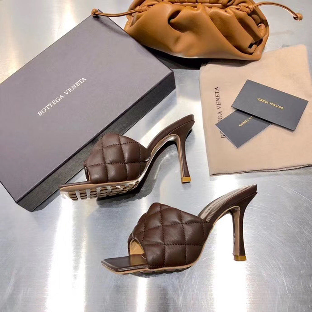 Bottega Veneta Puffy Dream Square Mules Lambskin Leather Spring/Summer 2020 Collection, Brown