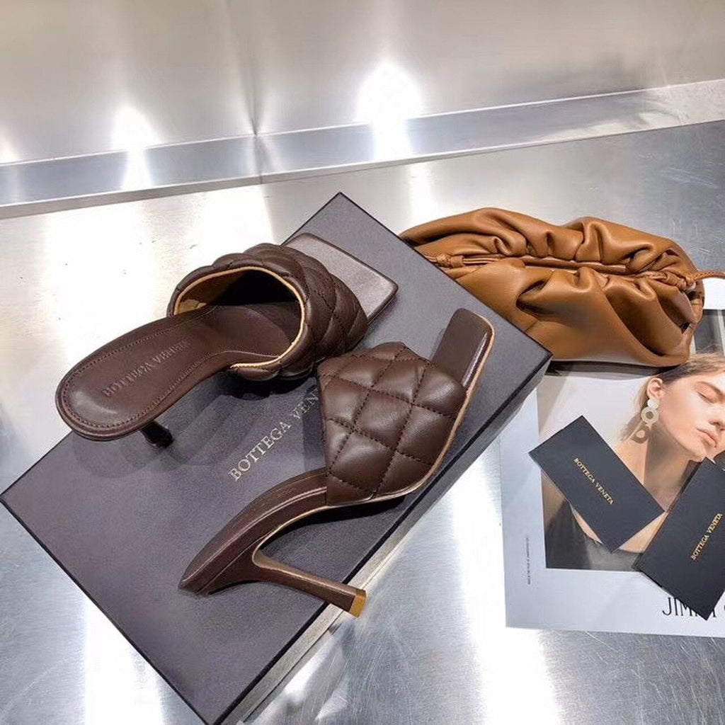 Bottega Veneta Puffy Dream Square Mules Lambskin Leather Spring/Summer 2020 Collection, Brown