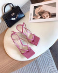Bottega Veneta Square Toe Thong Sandals Lambskin Leather Spring/Summer 2020 Collection, Pink