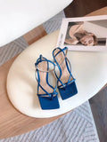 Bottega Veneta Square Toe Thong Sandals Lambskin Leather Spring/Summer 2020 Collection, Dark Blue