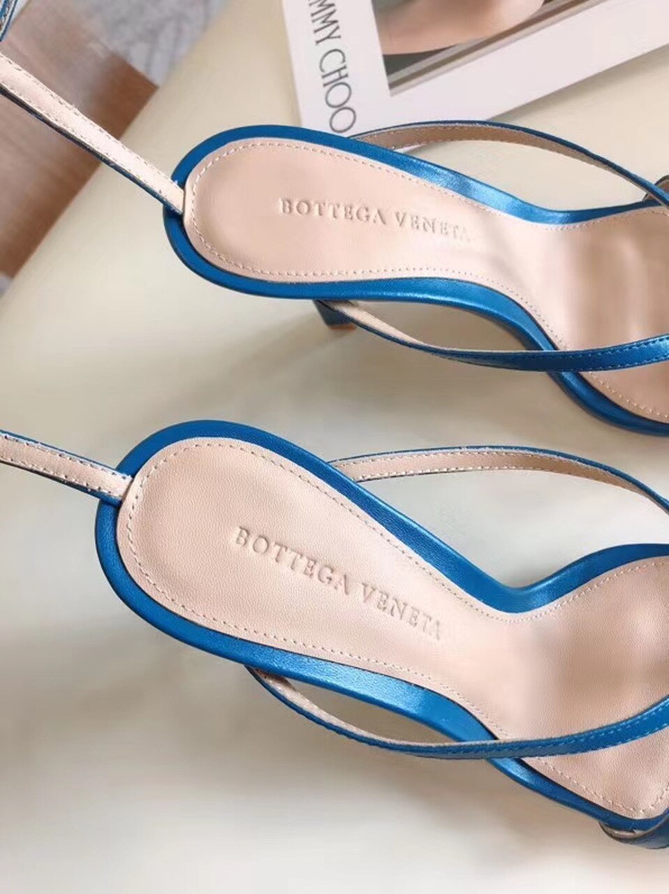 Bottega Veneta Square Toe Thong Sandals Lambskin Leather Spring/Summer 2020 Collection, Dark Blue