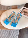 Bottega Veneta Square Toe Thong Sandals Lambskin Leather Spring/Summer 2020 Collection, Light Blue