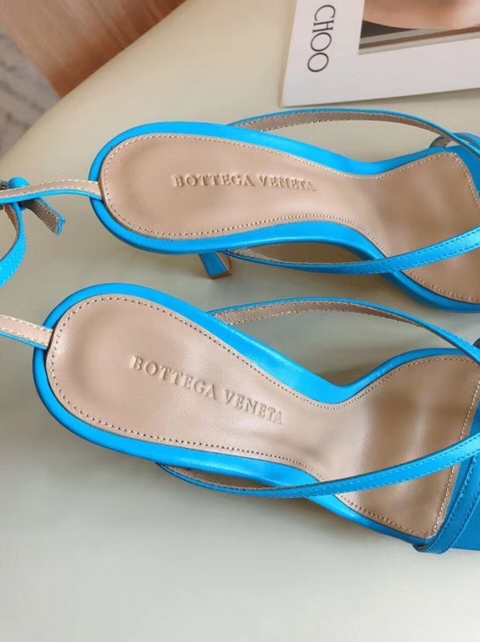 Bottega Veneta Square Toe Thong Sandals Lambskin Leather Spring/Summer 2020 Collection, Light Blue