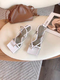 Bottega Veneta Square Toe Thong Sandals Lambskin Leather Spring/Summer 2020 Collection, White