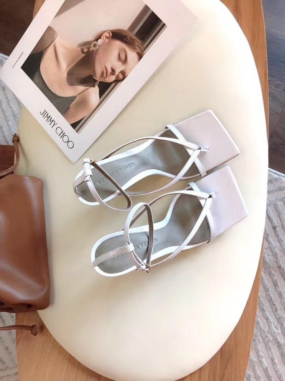Bottega Veneta Square Toe Thong Sandals Lambskin Leather Spring/Summer 2020 Collection, White