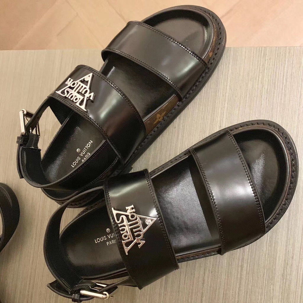 Louis Vuitton Dad Sandals Calfskin Leather Spring/Summer Collection Black