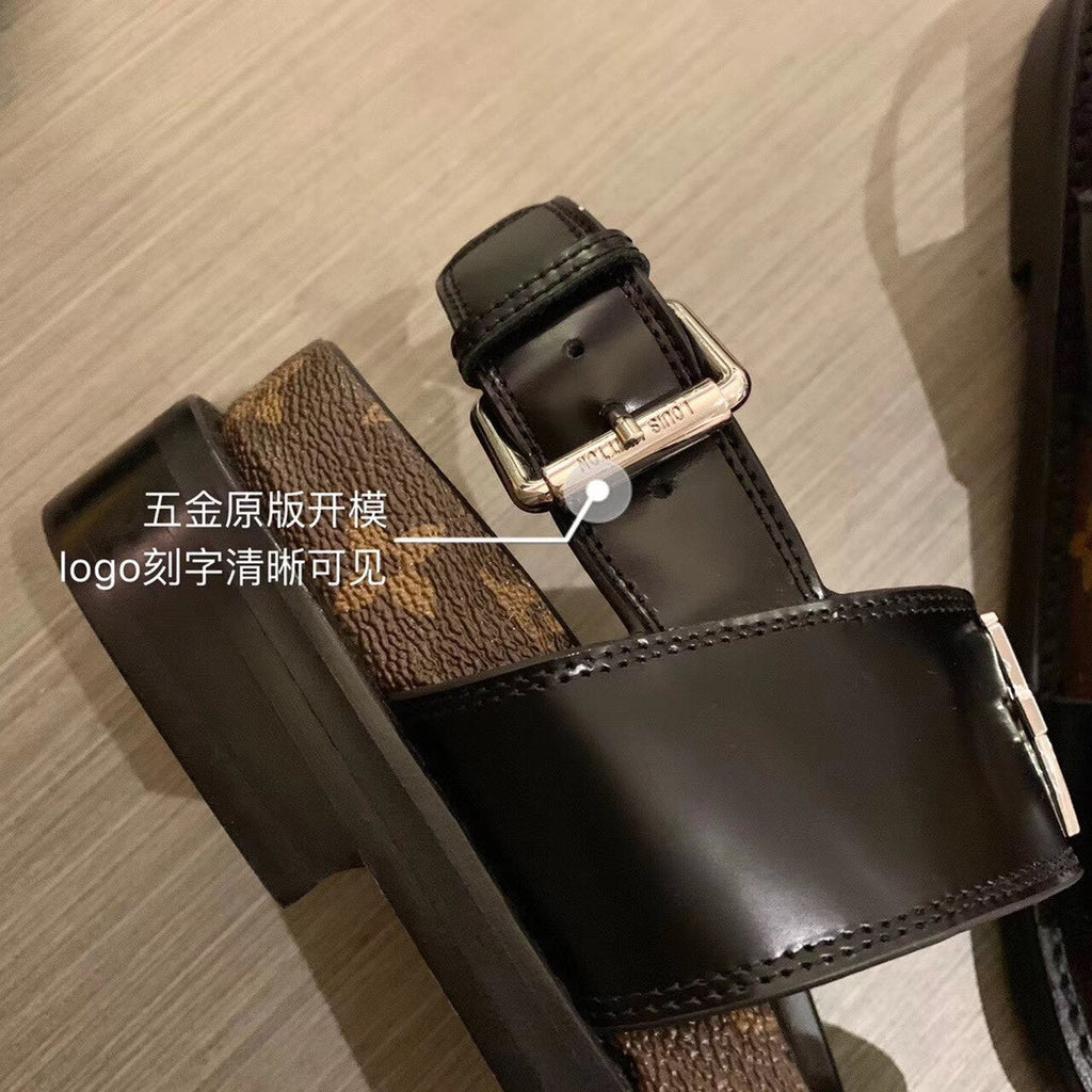 Louis Vuitton Dad Sandals Calfskin Leather Spring/Summer Collection Black