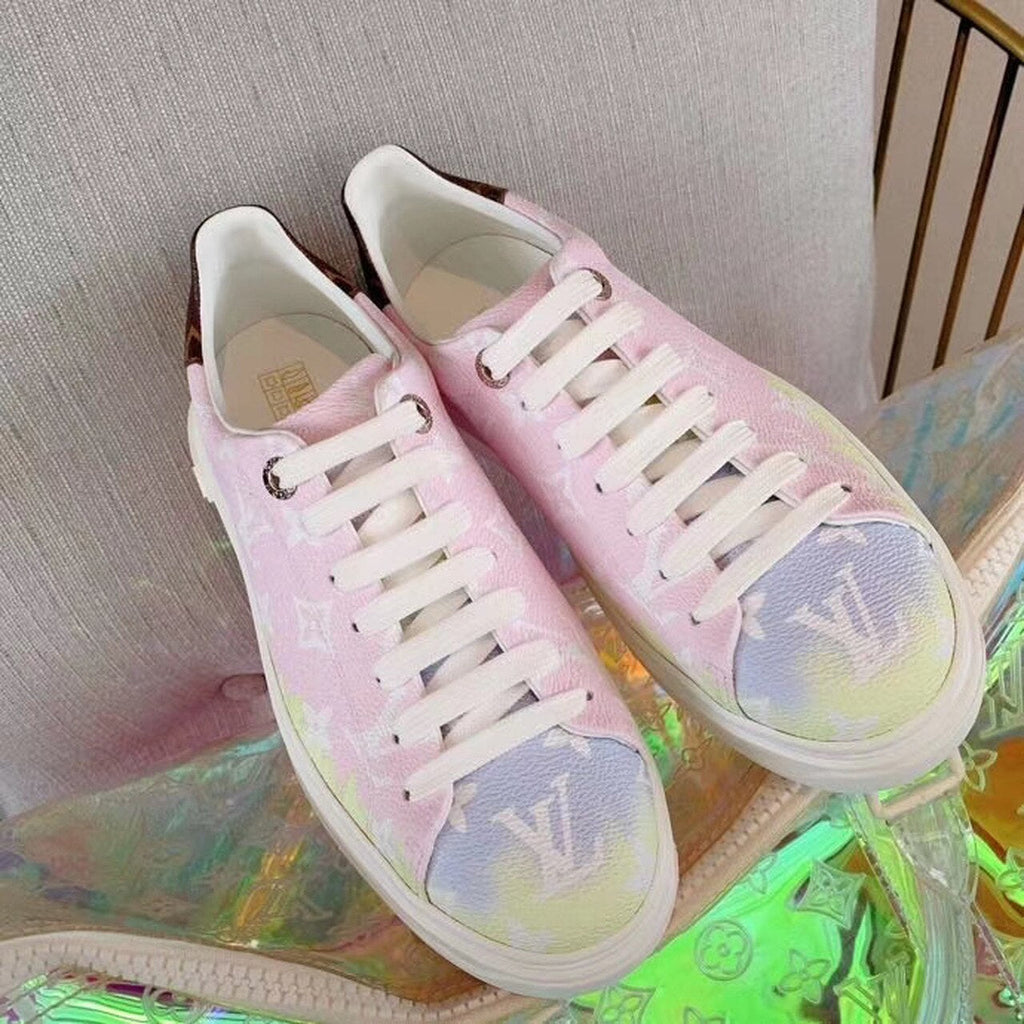 Louis Vuitton Tie Dye Escale Time Out Sneakers Calfskin Leather Spring/Summer Collection Pink