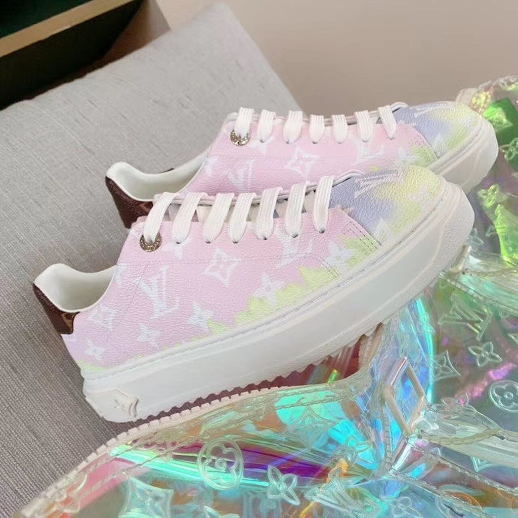 Louis Vuitton Tie Dye Escale Time Out Sneakers Calfskin Leather Spring/Summer Collection Pink