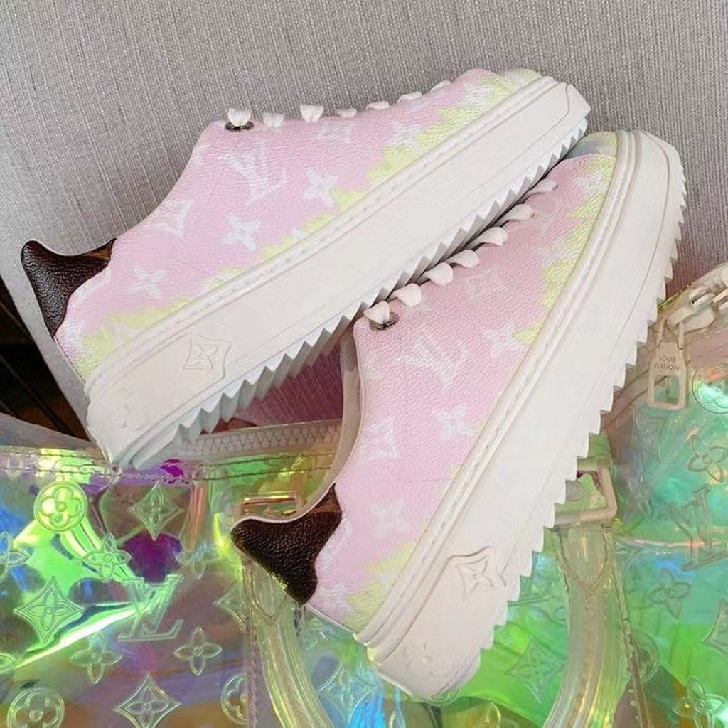 Louis Vuitton Tie Dye Escale Time Out Sneakers Calfskin Leather Spring/Summer Collection Pink