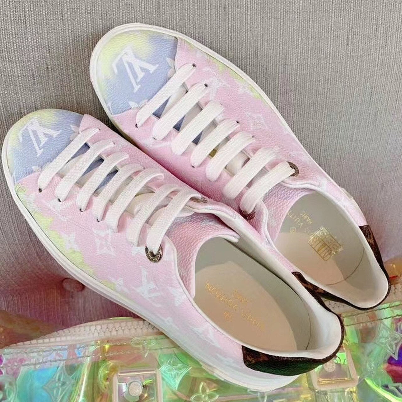 Louis Vuitton Tie Dye Escale Time Out Sneakers Calfskin Leather Spring/Summer Collection Pink