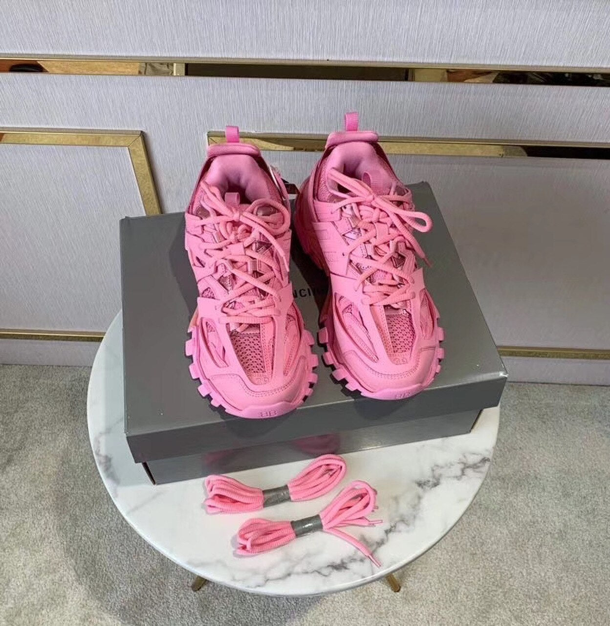 Balenciaga Track 2 Sneakers Calfskin Leather Spring/Summer 2020 Collection, Pepto Pink