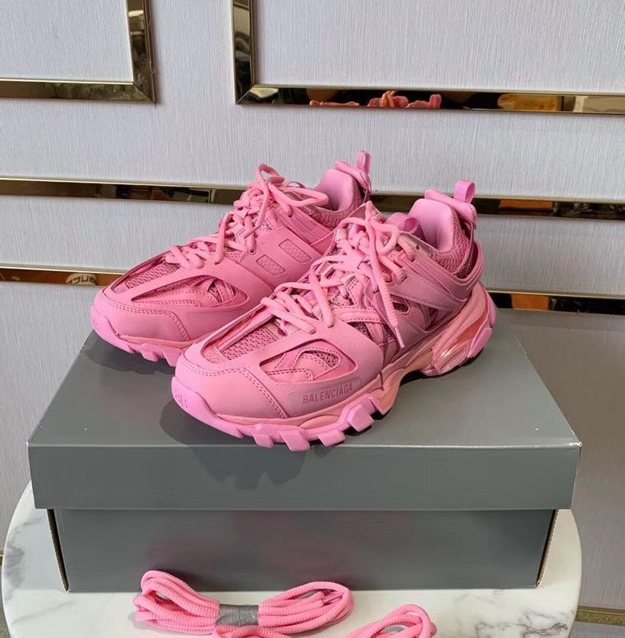 Balenciaga Track 2 Sneakers Calfskin Leather Spring/Summer 2020 Collection, Pepto Pink