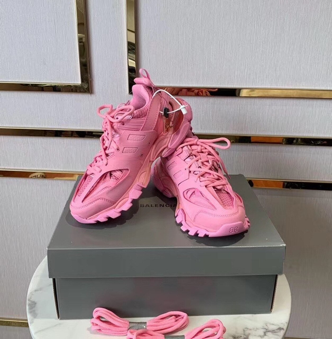 Balenciaga Track 2 Sneakers Calfskin Leather Spring/Summer 2020 Collection, Pepto Pink