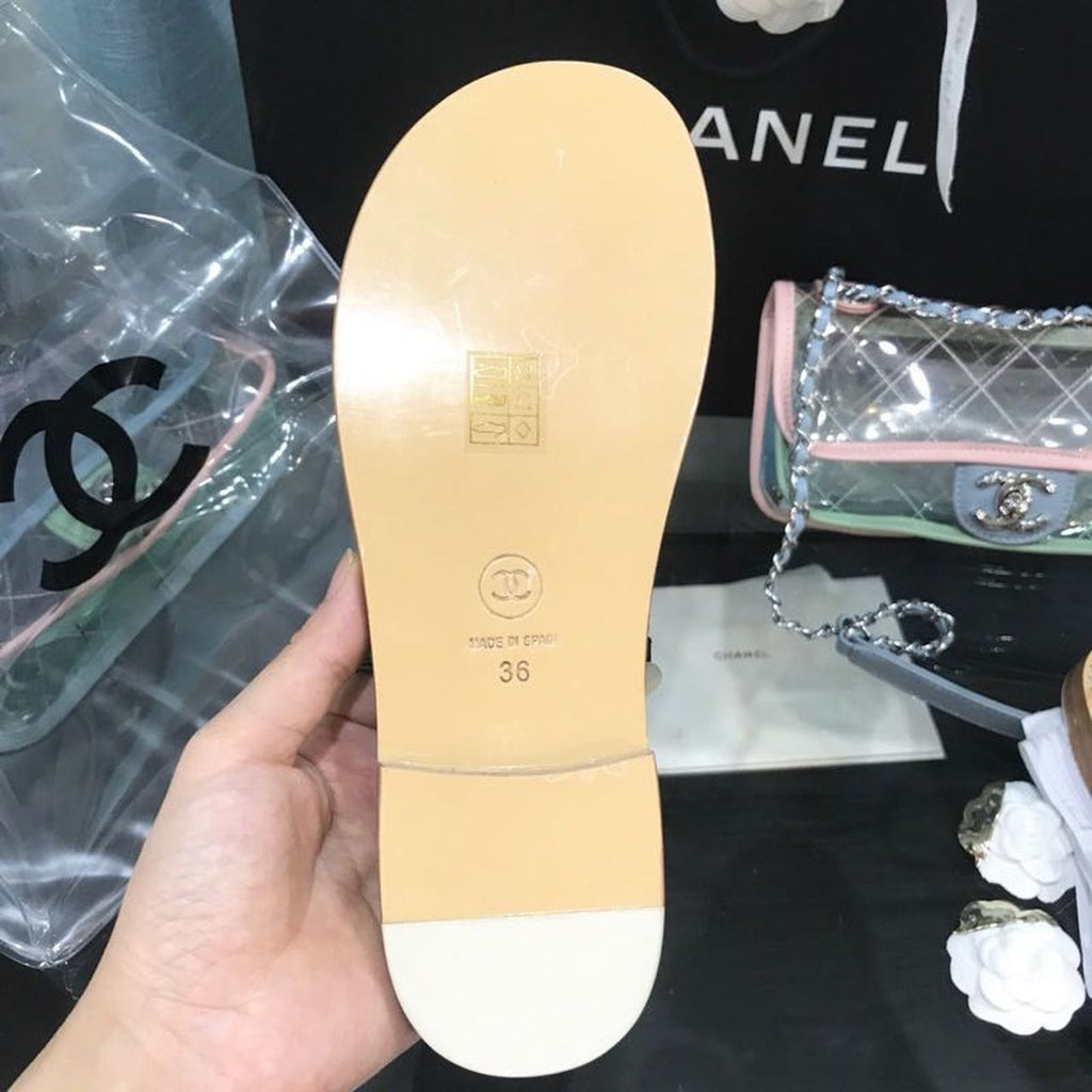 Chanel Cage CC Logo Thong Sandals Calfskin Leather Spring/Summer Act 2 Collection Black