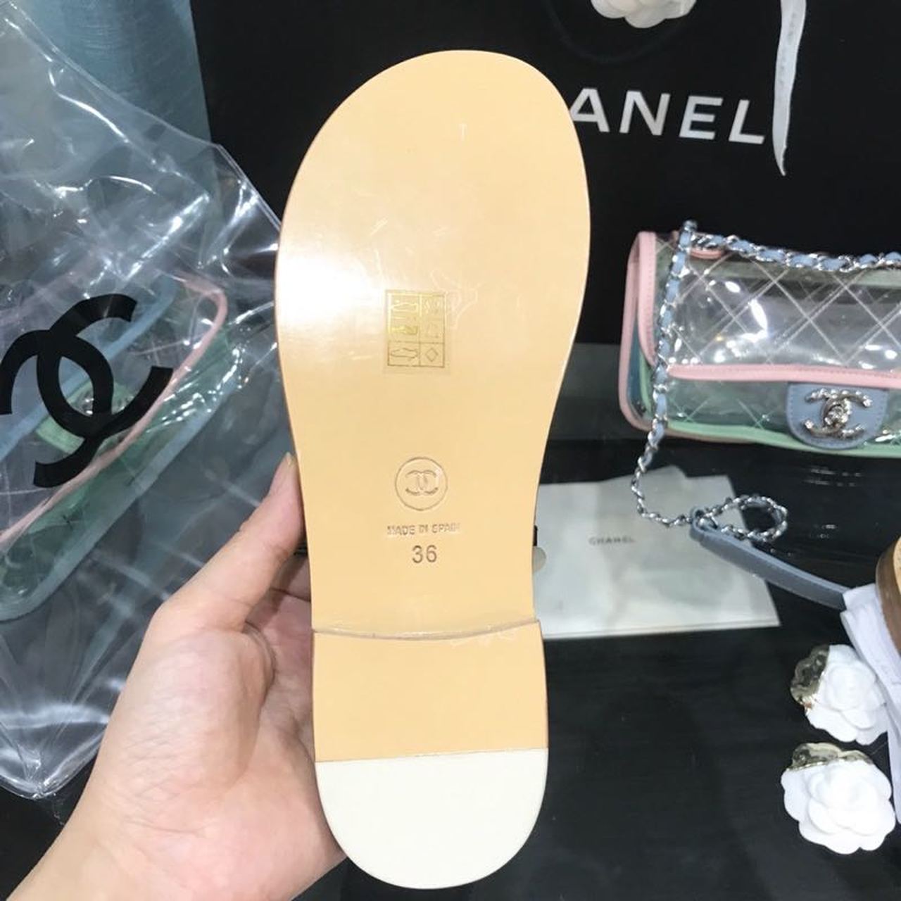 Chanel Cage CC Logo Thong Sandals Calfskin Leather Spring/Summer Act 2 Collection Black