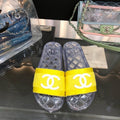 Chanel Fabric Transparent CC Logo PVC Pool Mules/Slides Spring/Summer Collection Yellow