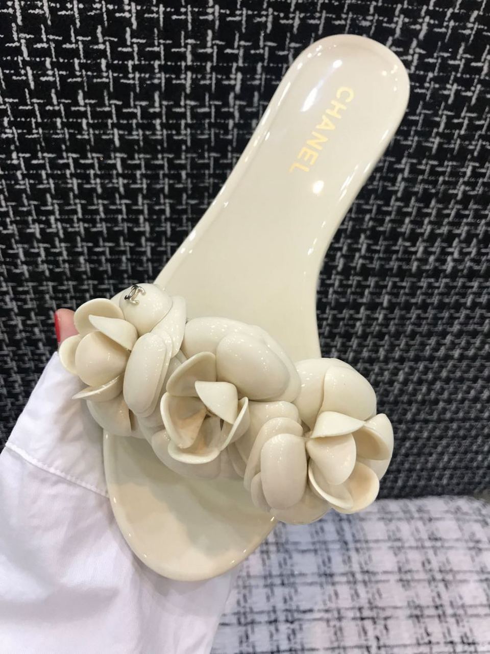 Chanel Camelia Flower PVC Jelly Sandals Spring/Summer Collection Beige