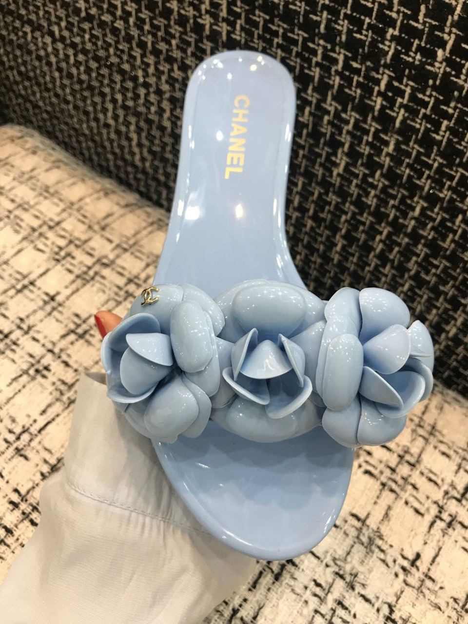 Chanel Camelia Flower PVC Jelly Sandals Spring/Summer Collection Light Blue