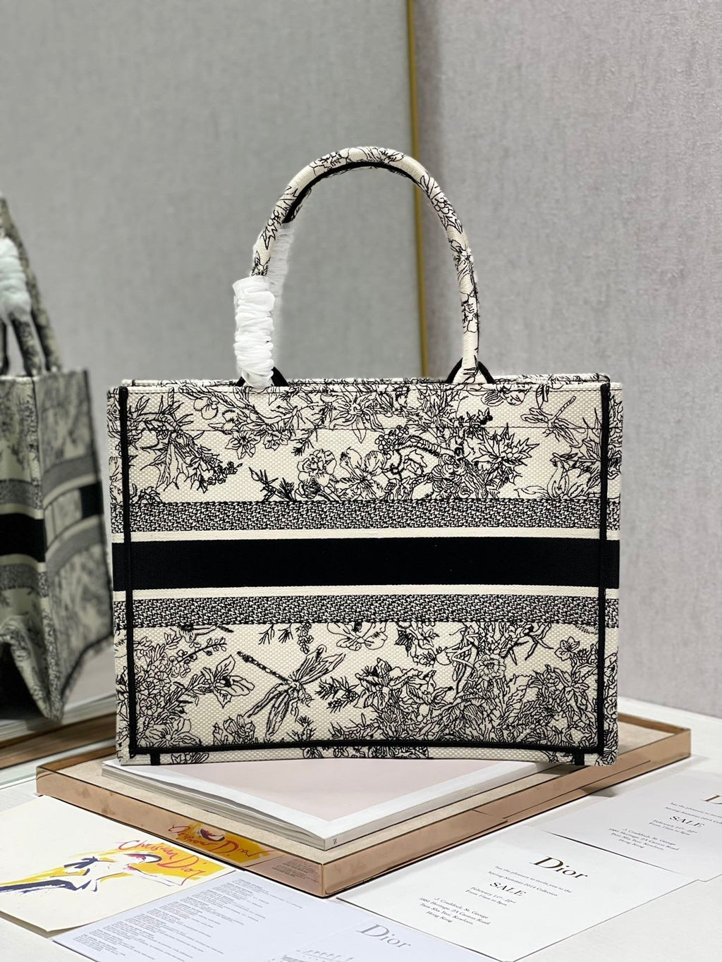 Christina Dior Medium Book Tote Bag 36cm Black/White