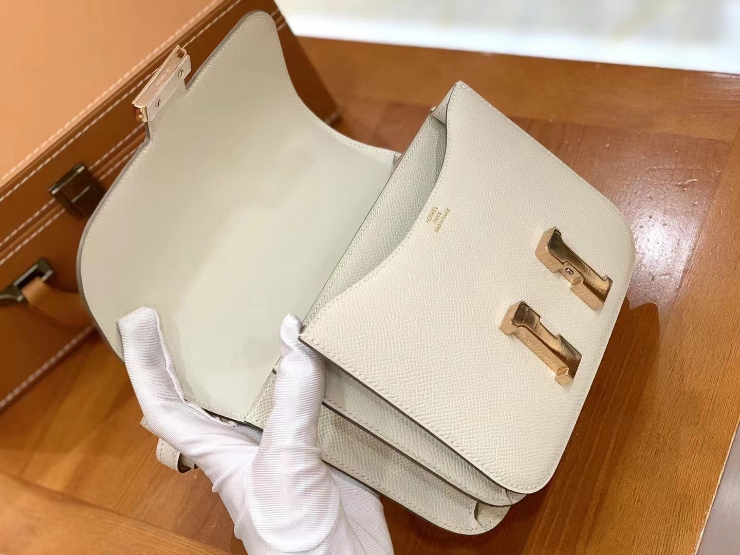 Hermes Constance Shoulder Bag 23cm White