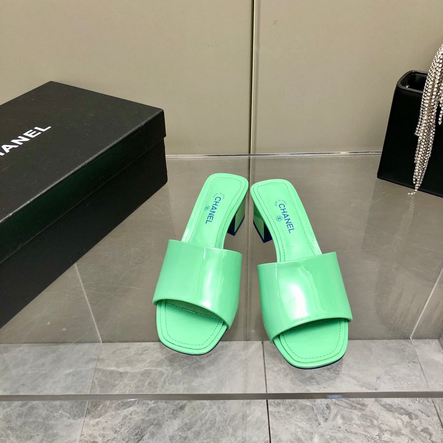 Chanel Mules Green