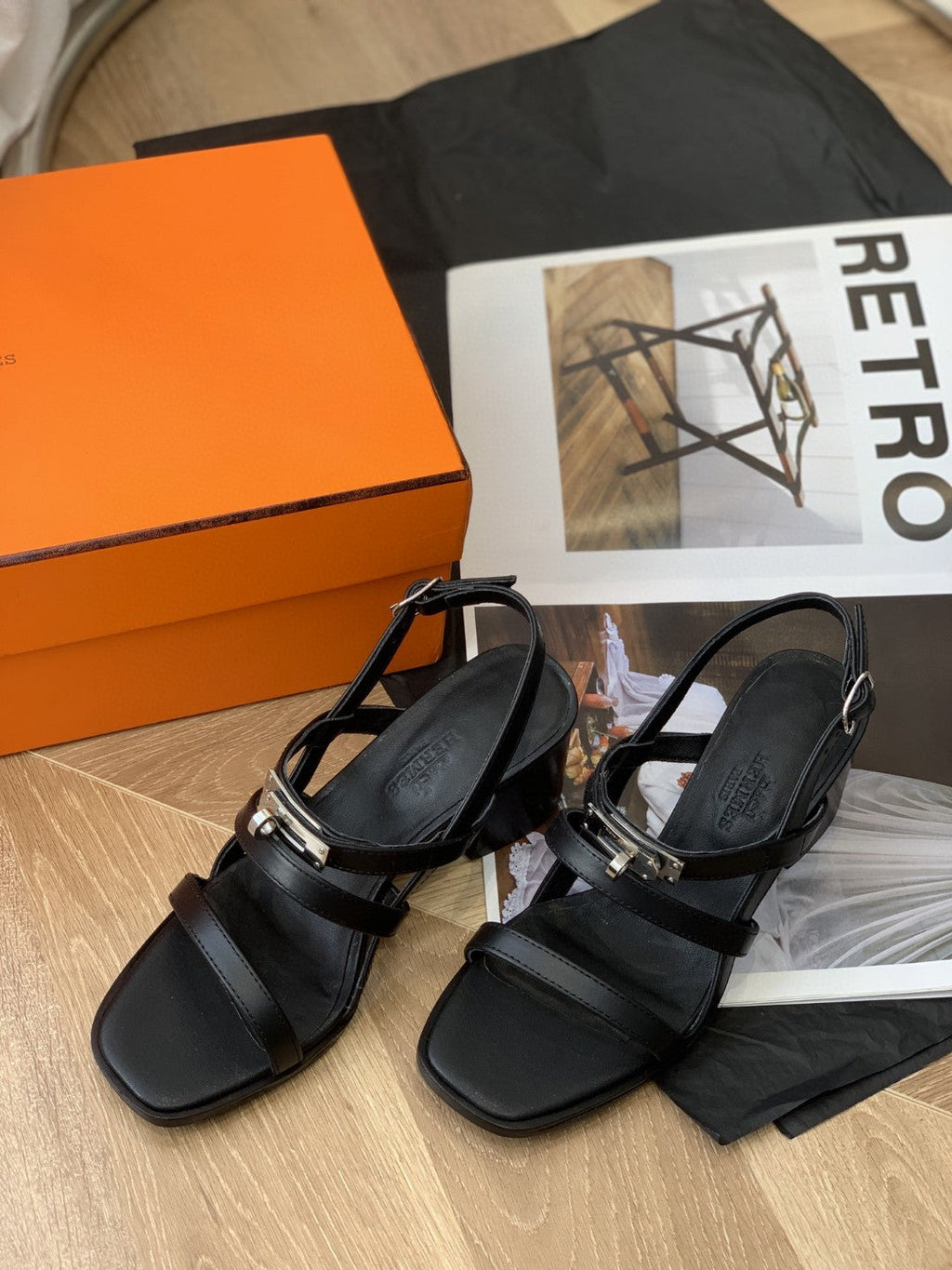 Hermes Eve 60 Sandal Black