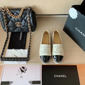 Chanel Espadrilles Shiny Lambskin Leather Spring/Summer Collection Ivory/Black