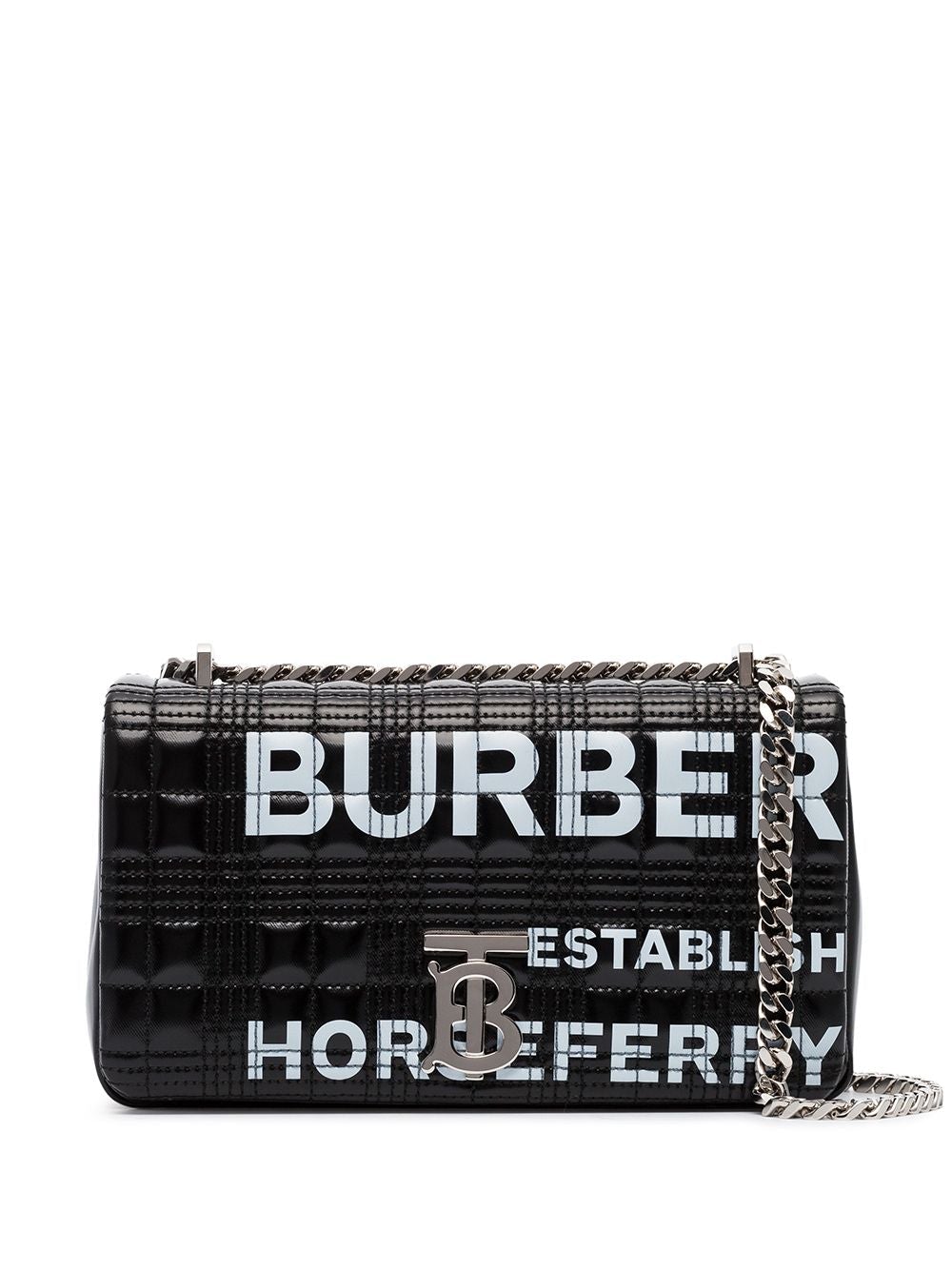 Horseferry-print quilted patent-leather shoulder bag