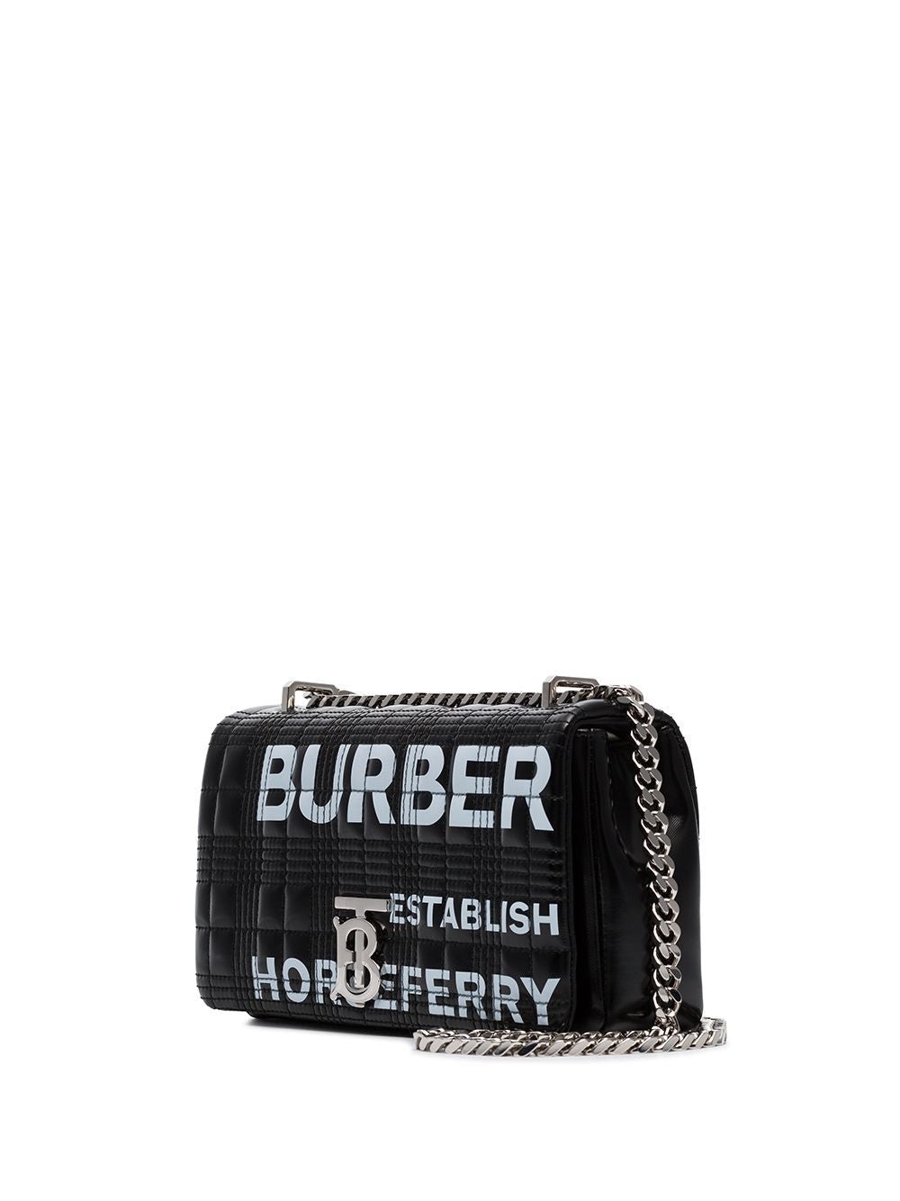 Horseferry-print quilted patent-leather shoulder bag