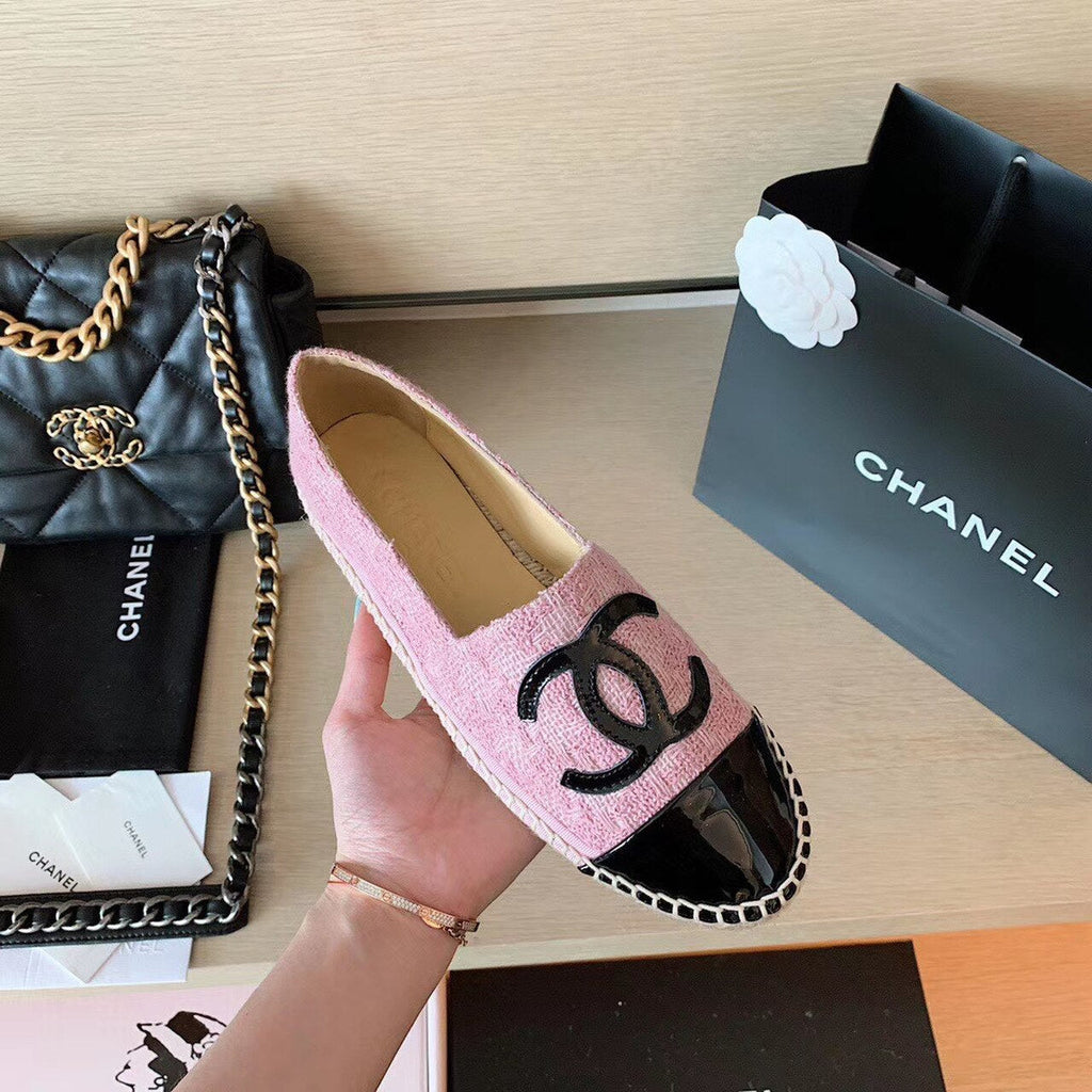 Chanel Tweed Espadrilles Lambskin Leather Spring/Summer Collection Pink/Black