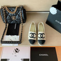 Chanel Tweed Espadrilles Lambskin Leather Spring/Summer Collection, Off White/Black