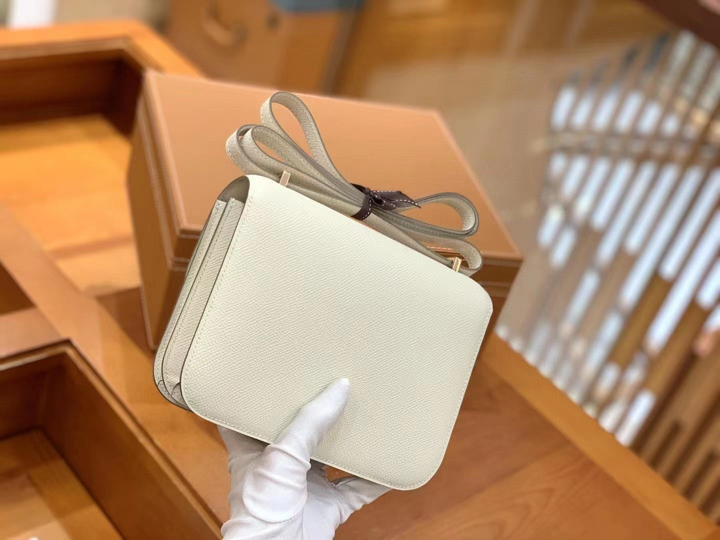 Hermes Constance Shoulder Bag 23cm White