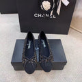 Chanel Ballerina Flats Tweed & Grosgrain Calfskin Leather Spring/Summer Collection Black/Gold