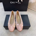Chanel Ballerina Flats Tweed & Grosgrain Calfskin Leather Spring/Summer Collection, Light Pink