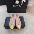 Chanel Ballerina Flats Tweed & Grosgrain Calfskin Leather Spring/Summer Collection Light Pink/Gold