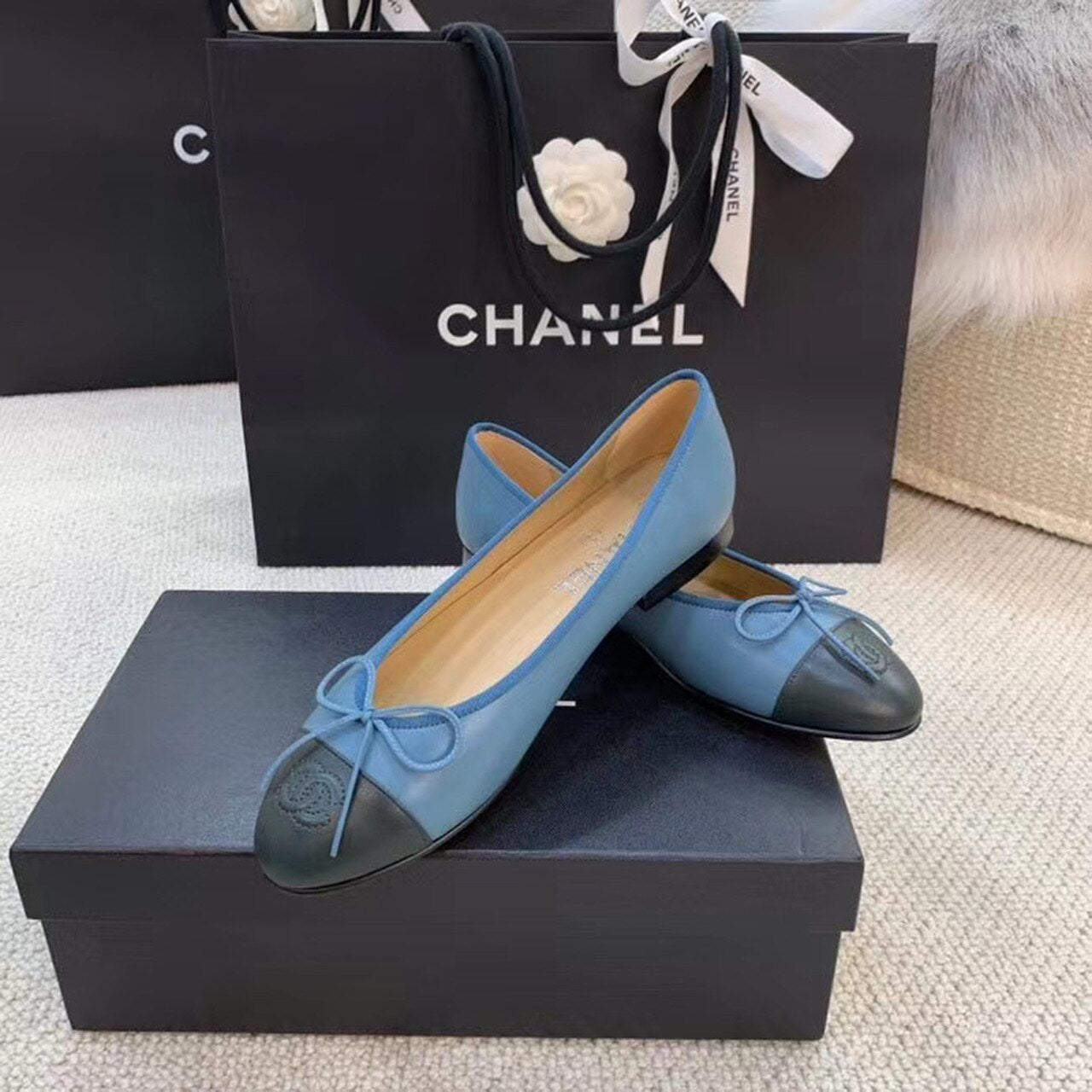 Chanel Ballerina Flats Calfskin Leather Spring/Summer Collection, Blue