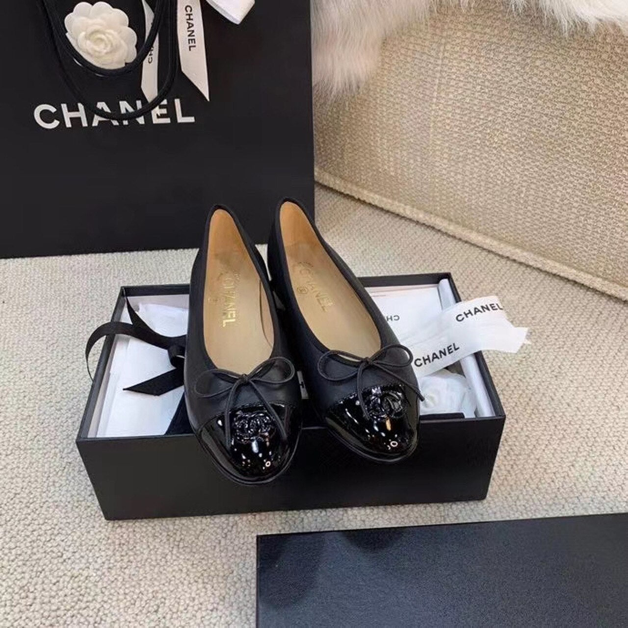 Chanel Ballerina Flats Calfskin Leather Spring/Summer Collection, Black