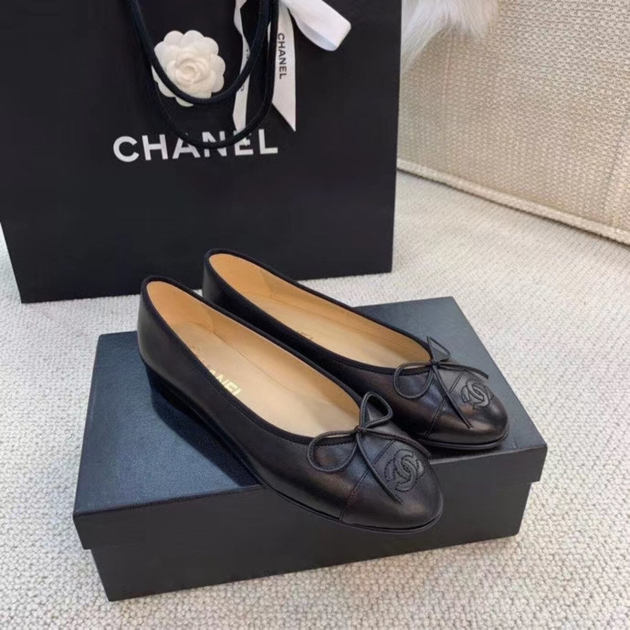 Chanel Ballerina Flats Calfskin Leather Spring/Summer Collection Black