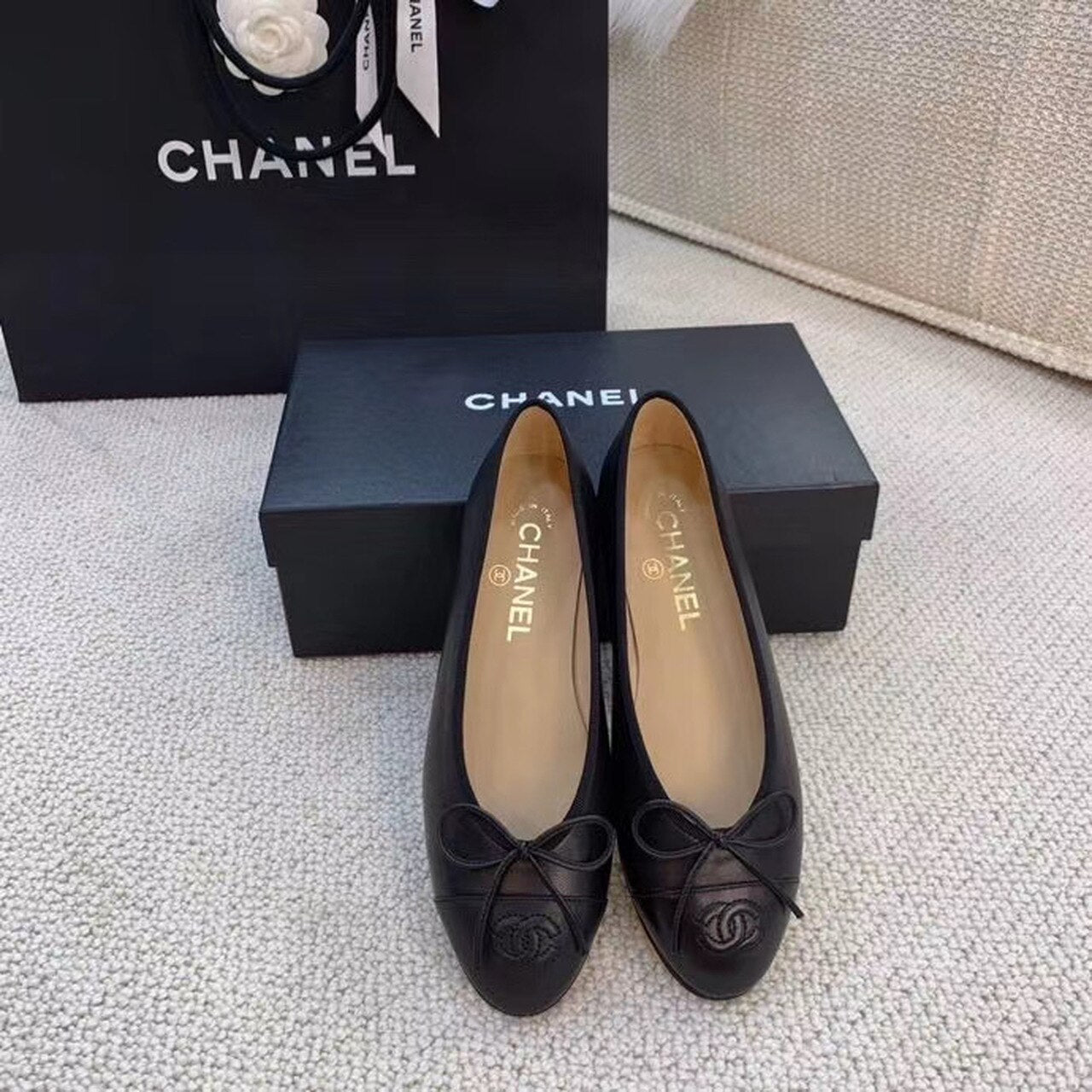 Chanel Ballerina Flats Calfskin Leather Spring/Summer Collection Black