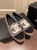 Chanel Tweed/Grosgrain Espadrilles Lambskin Leather Spring/Summer Collection White/Black