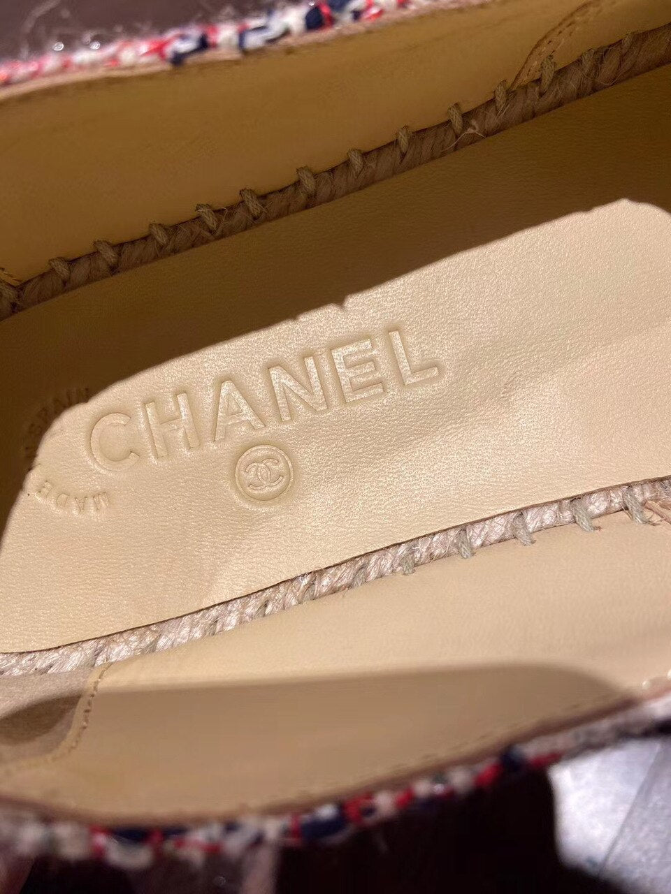 Chanel Tweed/Grosgrain Espadrilles Lambskin Leather Spring/Summer Collection Red/Black