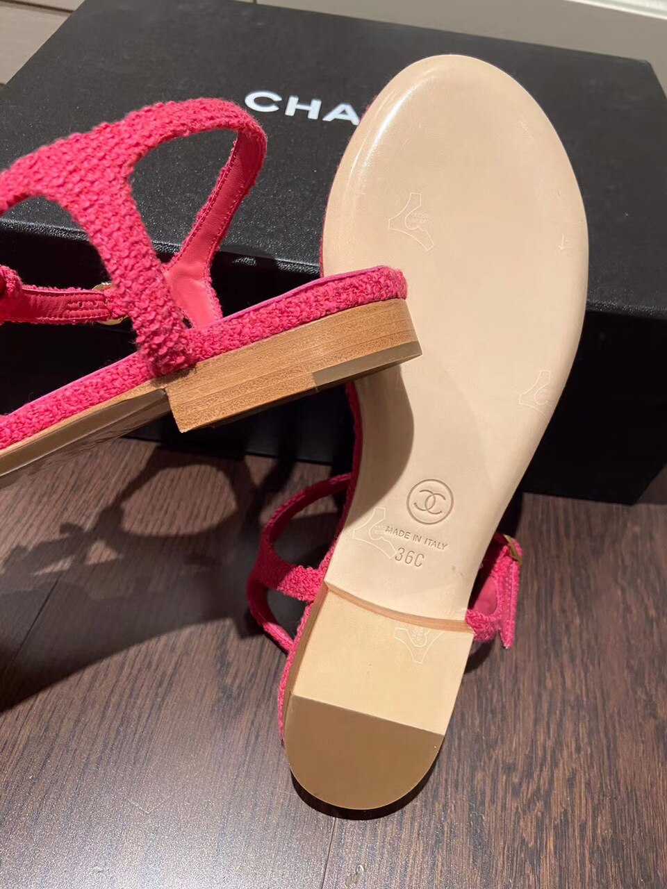 Chanel Pearl CC Logo Thong Sandals Calfskin Leather Spring/Summer Act 2 Collection Red