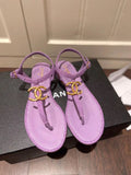 Chanel Pearl CC Logo Thong Sandals Calfskin Leather Spring/Summer Act 2 Collection, Purple