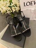Chanel Star Crystal Open Toe Heel Sandals Calfskin Leather Spring/Summer Act 2 Collection Black