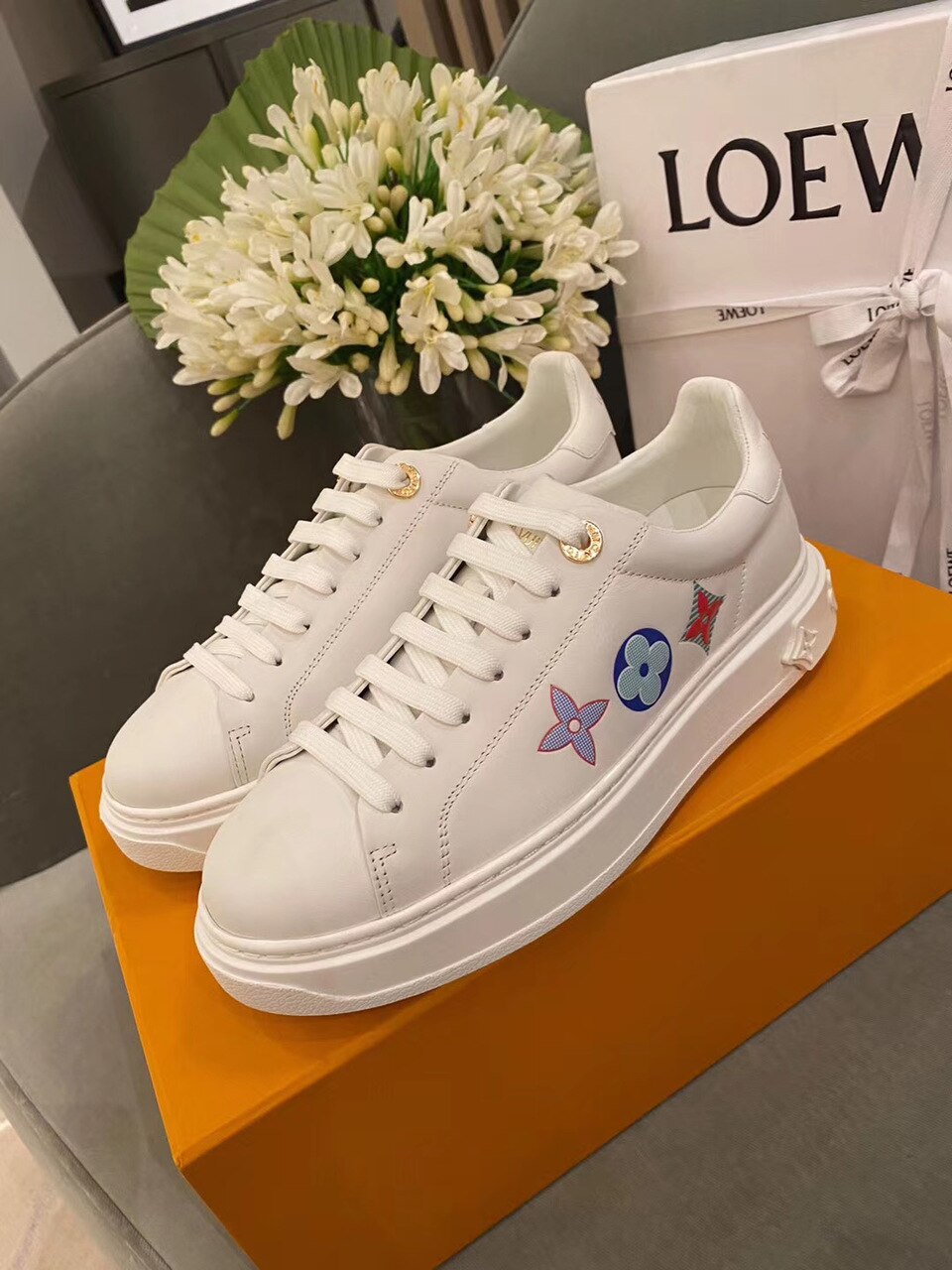 Louis Vuitton Time Out Sneakers Calfskin Leather Spring/Summer Collection White