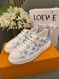 Louis Vuitton Time Out Sneakers Calfskin Leather Spring/Summer Collection Light Blue/White