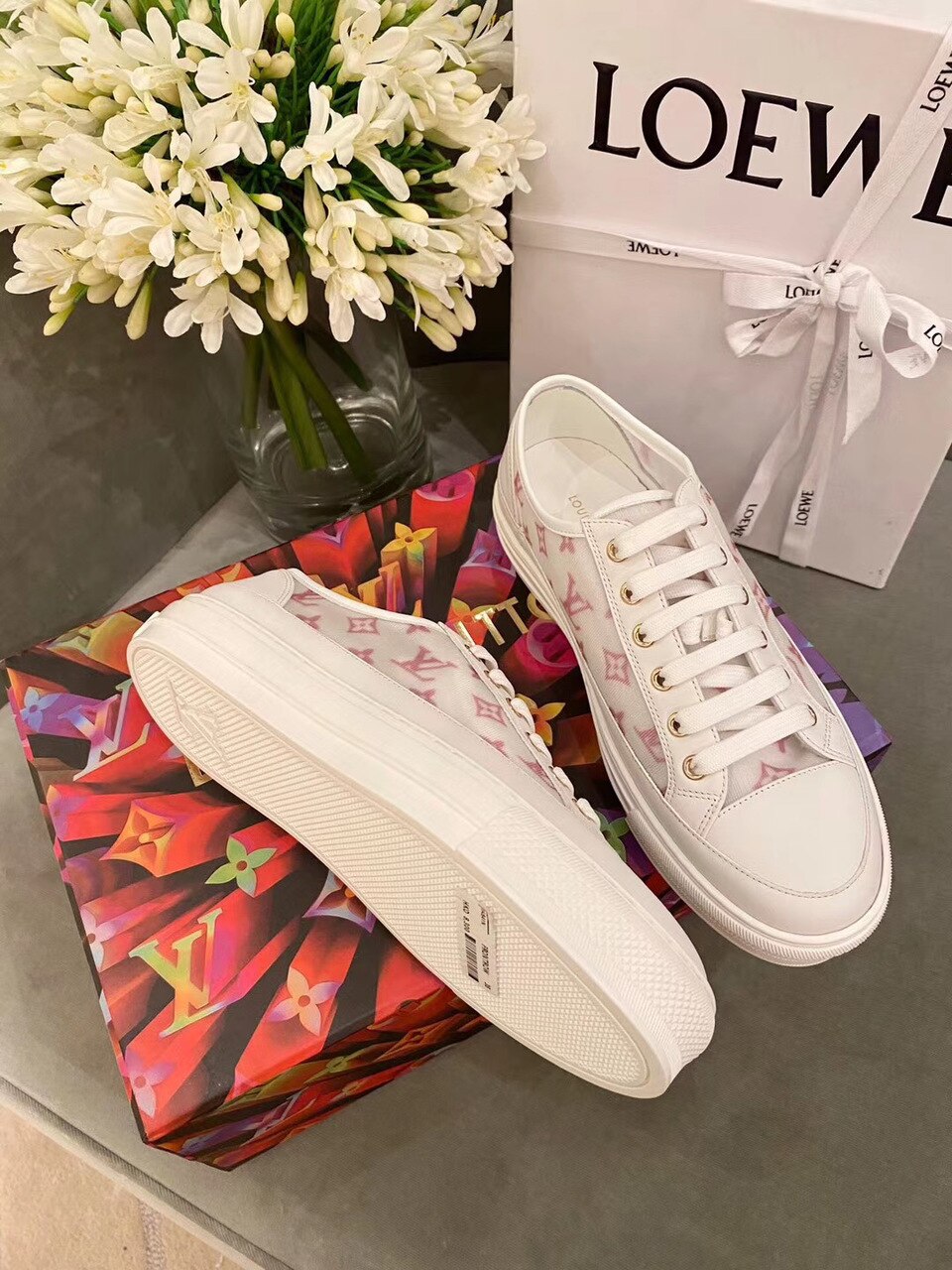 Louis Vuitton Stellar Sneakers Calfskin Leather Spring/Summer Collection 1A87F3 Pink/White