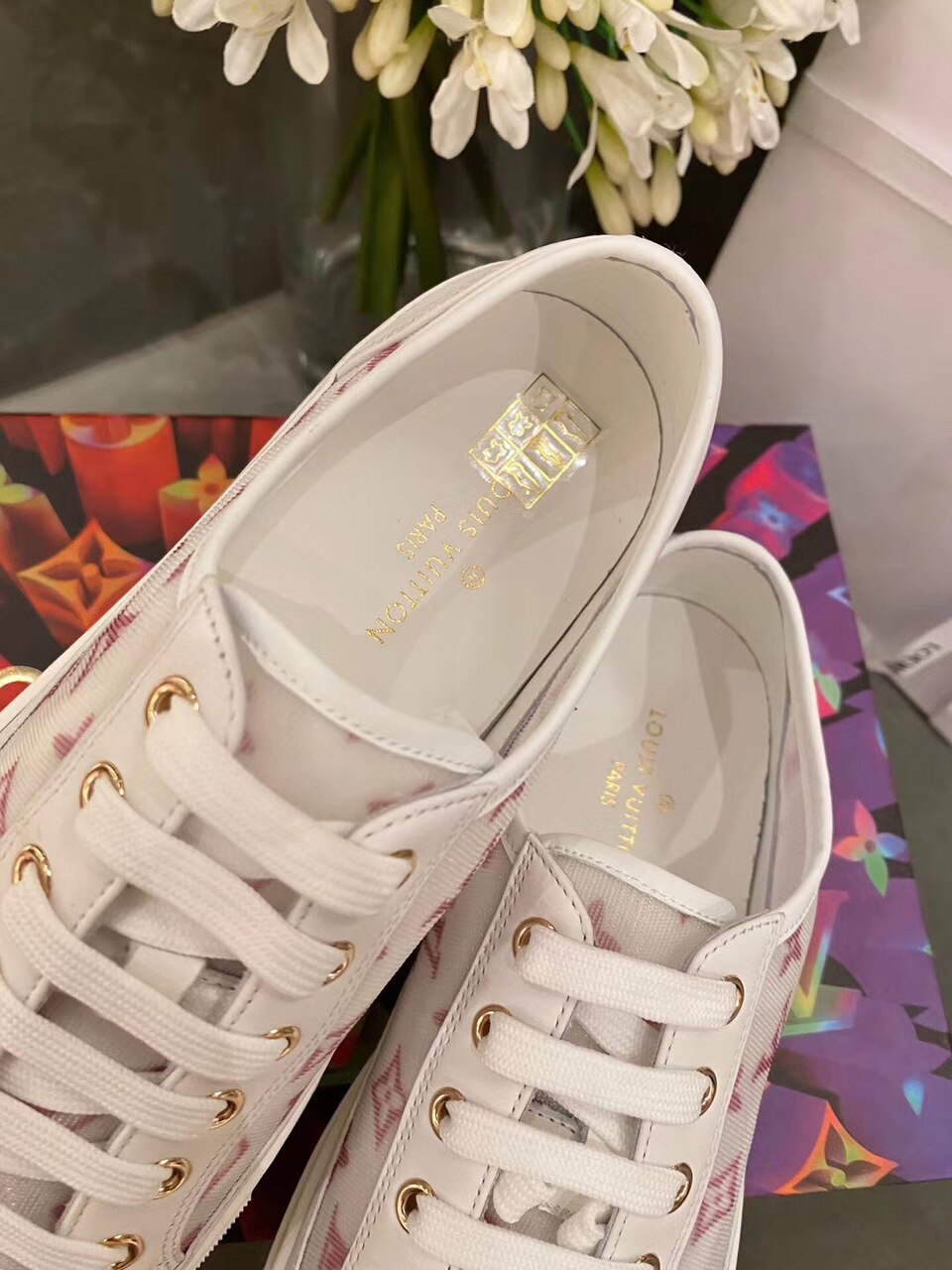 Louis Vuitton Stellar Sneakers Calfskin Leather Spring/Summer Collection 1A87F3 Pink/White