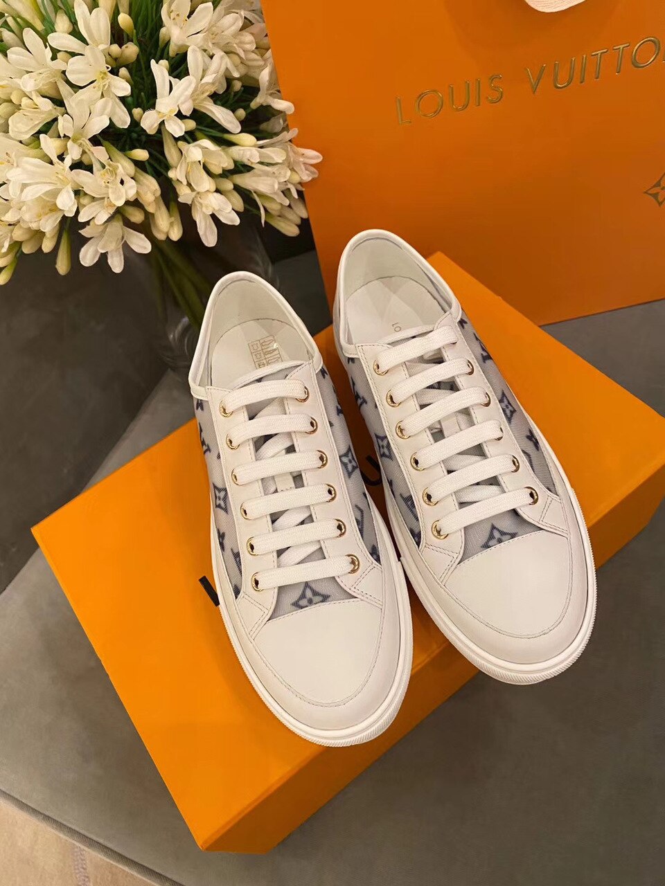 Louis Vuitton Stellar Sneakers Calfskin Leather Spring/Summer Collection Blue/White